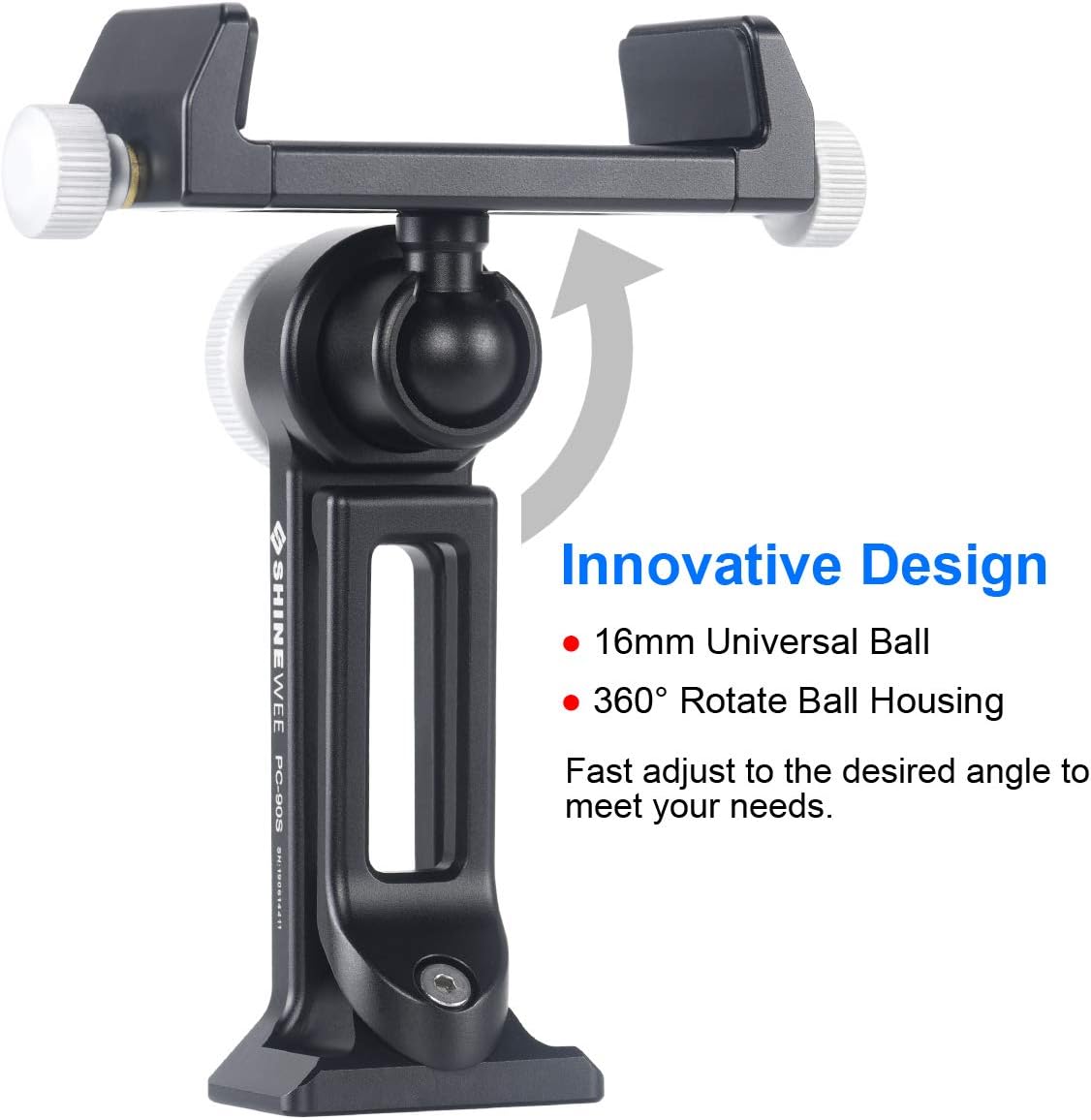 Metal Phone Tripod Mount Adapter, Arca Dovetail and 1/4" Screw Mount,Adjustable Vertical and Horizontal Dock for Samsung Galaxy, iPhone, and Other Smartphones Holder