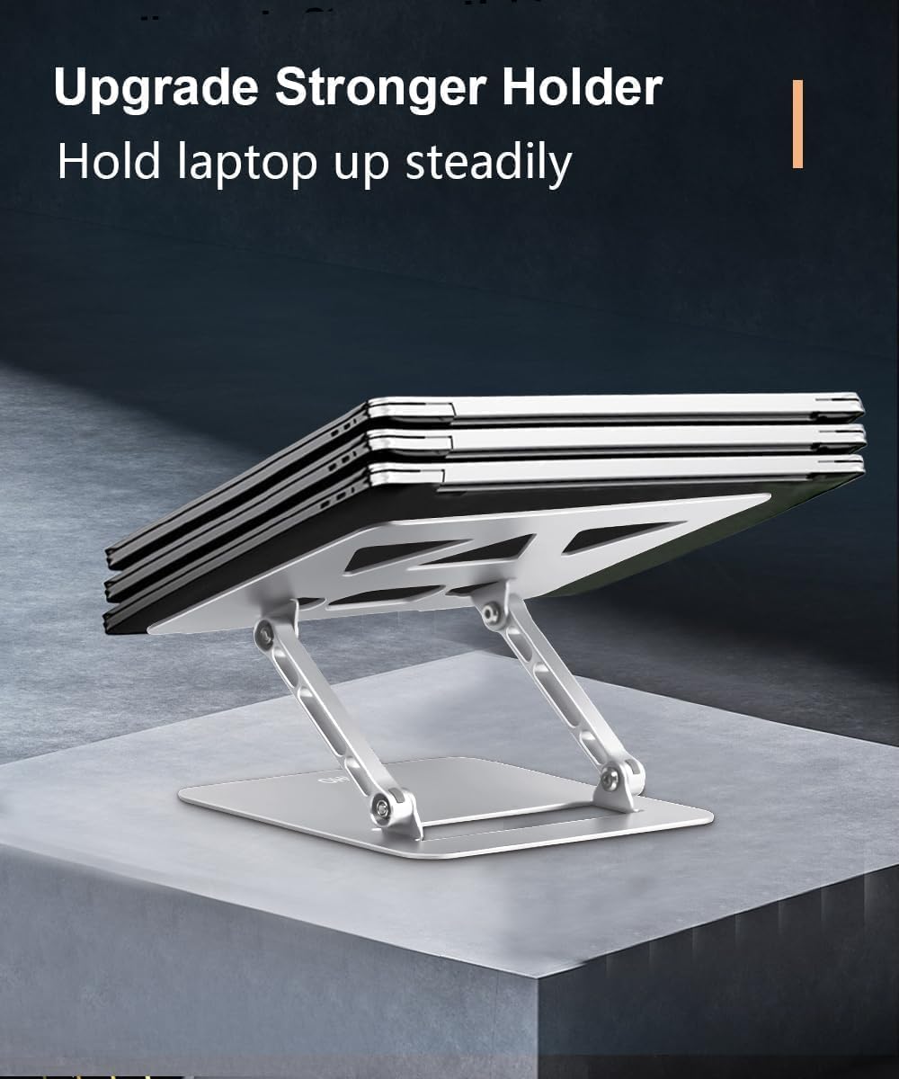 Adjustable Laptop Stand for Desk,Portable Laptop Stand Holder and Riser,Foldable Aluminum Notebook Computer Stands for MacBook Air Pro HP Lenovo Dell Samsung Chromebook, 10-15.6 inch, Silver