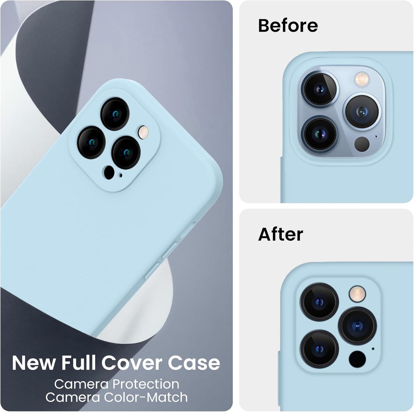 FireNova Designed for iPhone 13 Pro Case, Silicone Upgraded [Camera Protection] Phone Case with [2 Screen Protectors], Soft Anti-Scratch Microfiber Lining Inside, 6.1 inch, Sky Blue