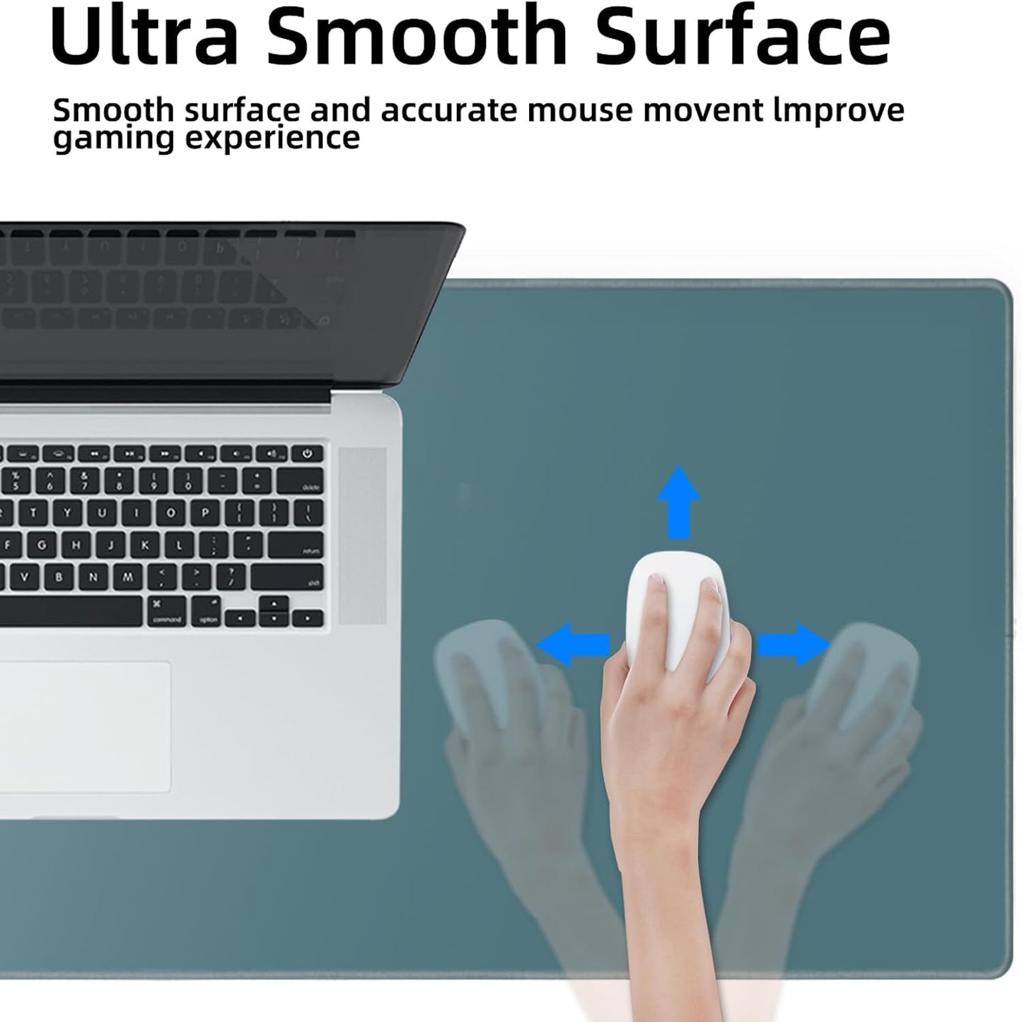 Galdas Gaming Mouse Pad XXL XL Large Long Extended Big Mousepad Non-Slip Rubber Keyboard Mouse Pad with Stitched Edges for Laptop Home Office (31.5x11.8x0.08 Inch) -Blue Grey