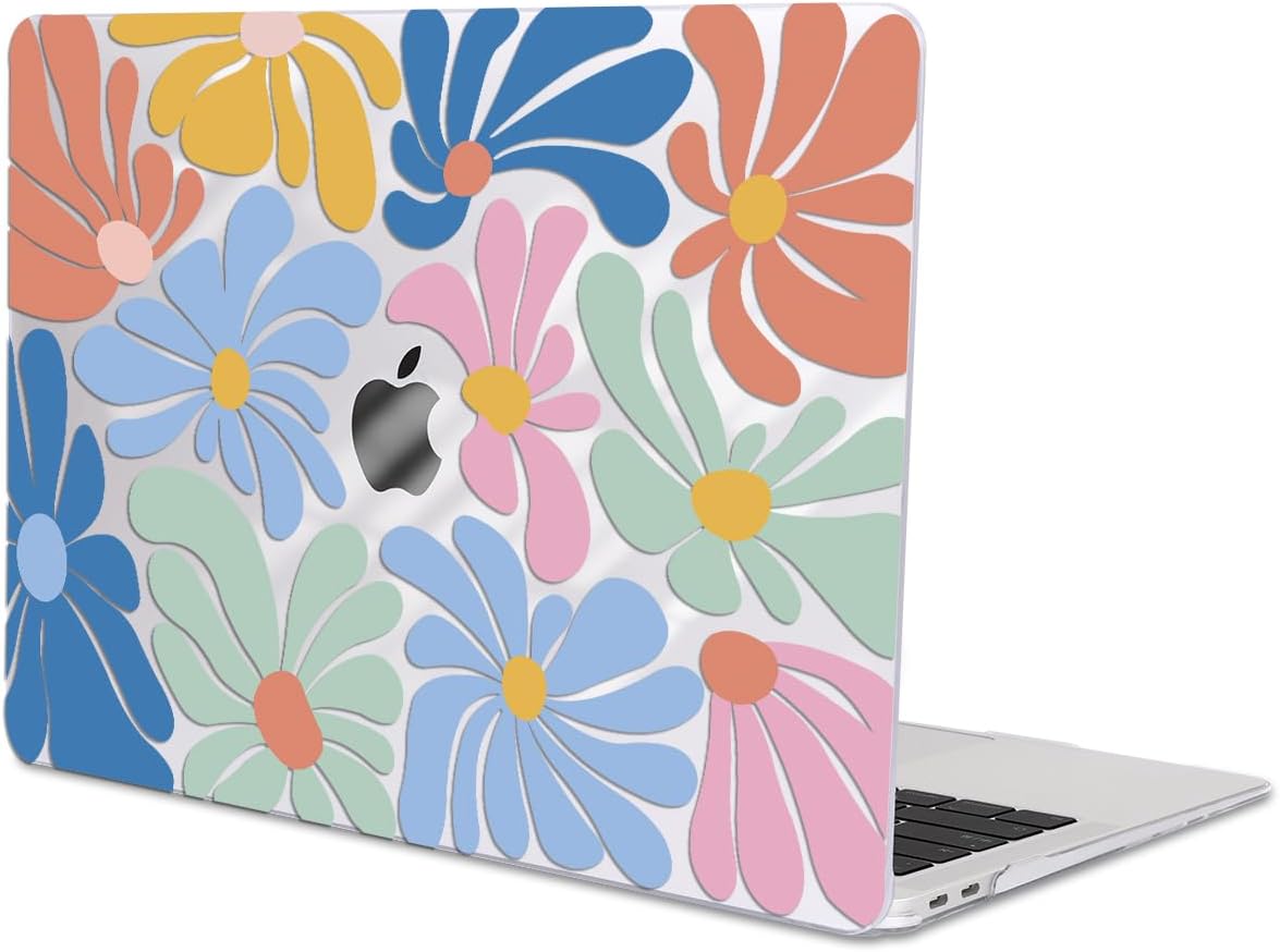 for MacBook Pro 13 inch Case 2022 2021 2020-2016 A2338 M2/M1 A2251 A2289 A2159 A1989 A1706 with Touch ID, Plastic Hard Shell Case Keyboard Skin Screen Film Webcam Cover, Colorful Flowers