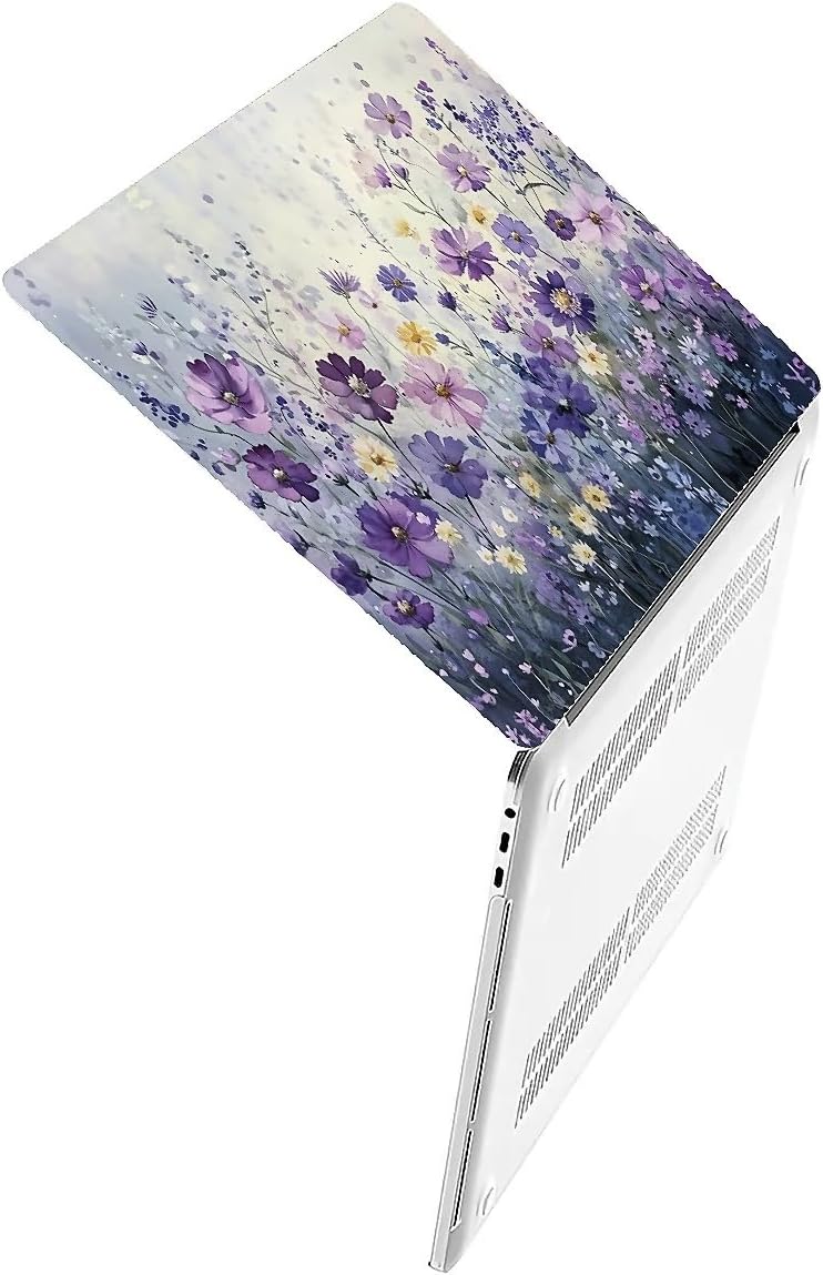Compatible with MacBook Air 13.3 13.6 Inch Case 2022 2021 2020 2019 Plastic Hard Shell Case Cover,13.3 Pro(A1706/A1708/A1989/A2159/A2289/A2338), Purple Wildflowers