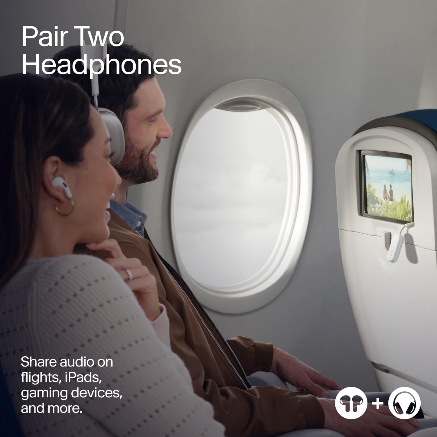 AirFly Pro 2 – Bluetooth Adapter for Airplane, Pair 2 AirPods or Wireless Headphones – 3.5mm AUX Bluetooth Transmitter and Receiver for Cars, Boats, Treadmills, TVs & More – Airplane Travel Essentials