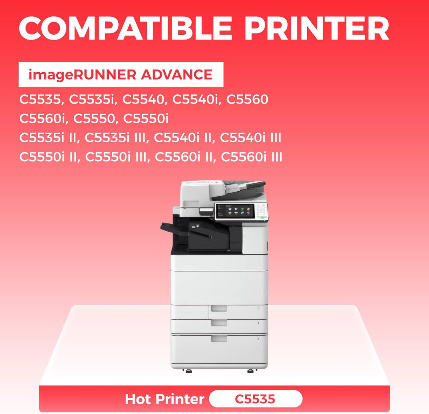 GPR55 GPR-55 High Yield Toner Cartridges Set 4-Pack Replacement for Canon GPR55 GPR-55 Toner Compatible for Canon imagerunner Advance C5535i C5540i C5550i C5560i Printers Ink Black Cyan Magenta Yellow