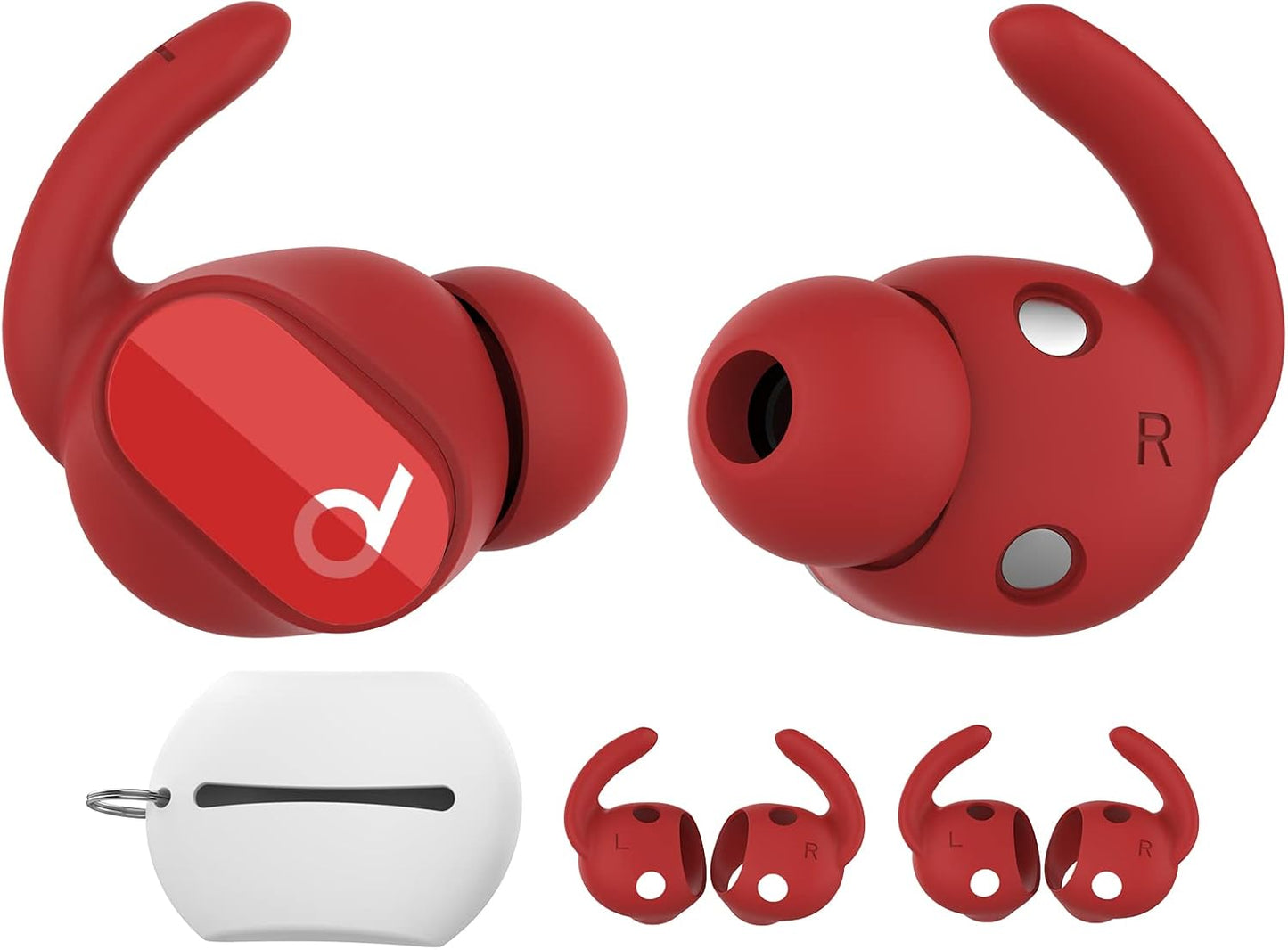 AhaStyle 3 Pairs Beats Studio Buds Ear Hooks Anti-Slip Ear Covers Silicone Accessories【Not Fit in The Charging Case】 Compatiable with New Beats Studio Buds 2021 (Red)