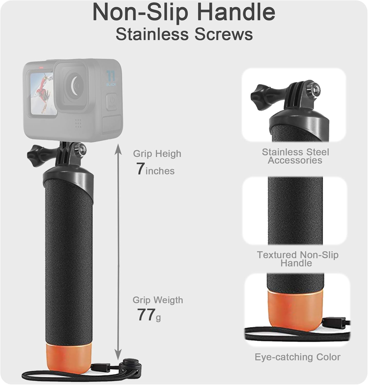 FitStill 148FT/45M Underwater Waterproof Protective Case Shell Compatible for Go Pro Hero 2018/7/6/5 Black, Monopod Floating Hand Grip Selfie Stick for Hero7 Hero6 Hero5 Black Accessories Kit