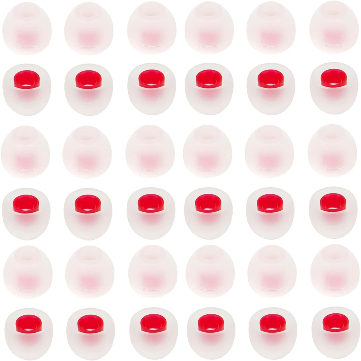 36 Pieces Small Earbud Tips Soft and Comfortable Ear Bud Replacement Pieces Silicone Fit Most in-Ear Headphones，Inner Hole 3.8mm -5.5mm，Small White and Red Replacement Eartips