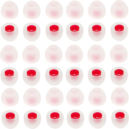 36 Pieces Small Earbud Tips Soft and Comfortable Ear Bud Replacement Pieces Silicone Fit Most in-Ear Headphones，Inner Hole 3.8mm -5.5mm，Small White and Red Replacement Eartips
