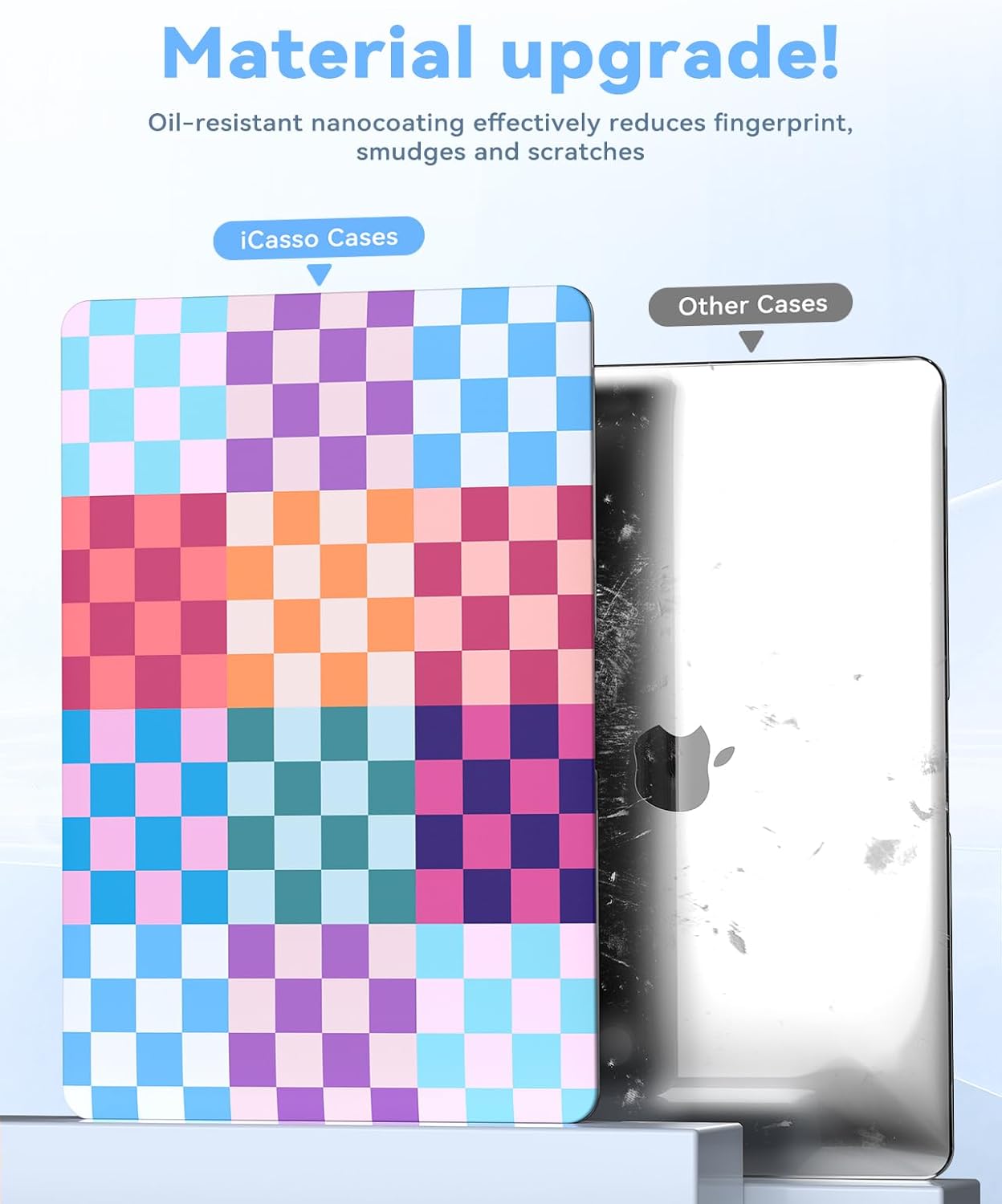 iCasso Compatible with MacBook Air 13 inch Case 2020-2018 Release M1 A2337 A2179 A1932, Colorful Checkerboard Protective Hard Shell Case +Keyboard Cover + Screen Protector-Dopamine Checkerboard