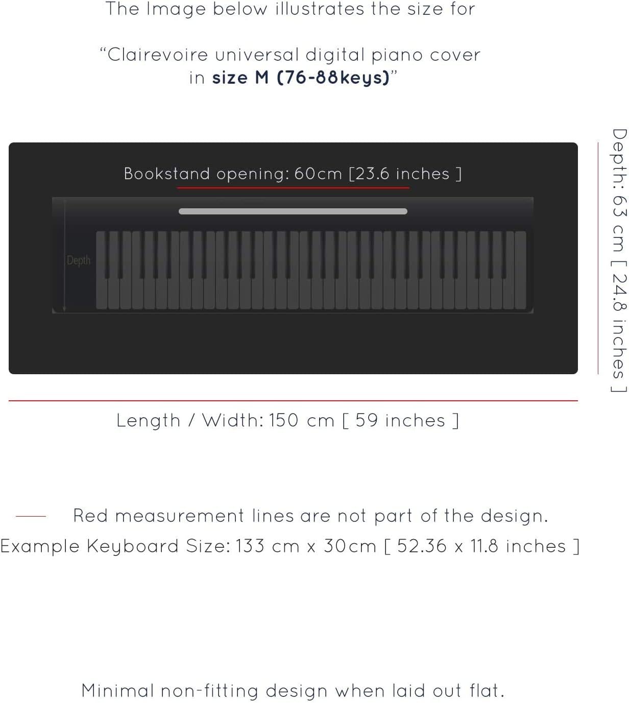 Clairevoire Piano Keyboard Dust Cover for 61 Keys to 88 Keys, Electric Pianos Cover, Digital Pianos Cloth Protection,Lightweight and Adjustable Closure,Pearl White, M - Keyboard Piano up to 53" x 16"