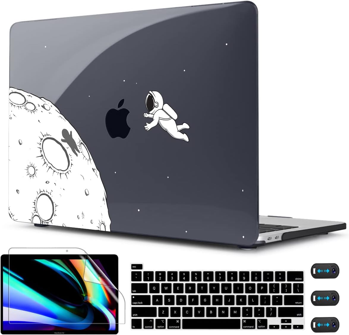 CISSOOK Black Astronaut Case Compatible with MacBook Pro 13 Inch 2020-2025 Release A2338 A2251 A2289, Plastic Hard Shell with Keyboard Cover for MacBook Pro 13 M2 M1 with Touch Bar