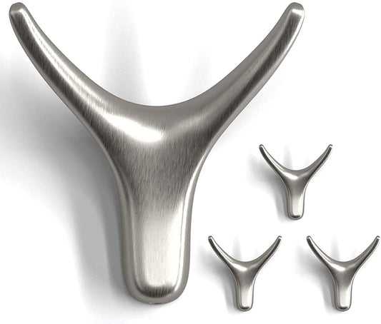 4 Packs Towel Hooks,Coat Hook Cow Head Wall Hooks, Metal Heavy Duty Wall Hooks for Hanging Coats, Hats, Bags, Kitchenware and Towels in Living Room, Kitchen, Bedroom and Bathroom (Silver)