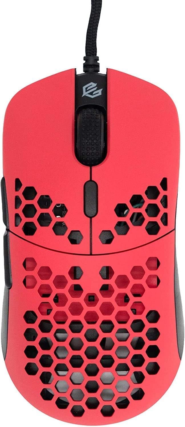 G-Wolves Hati HTM/HT-M Medium 56g Ultra Lightweight Honeycomb Wired Gaming Mouse, PixArt 3389 Sensor 16000 DPI, 6 Programmable Buttons, Low Latency, for PC/Mac (Faze Red)