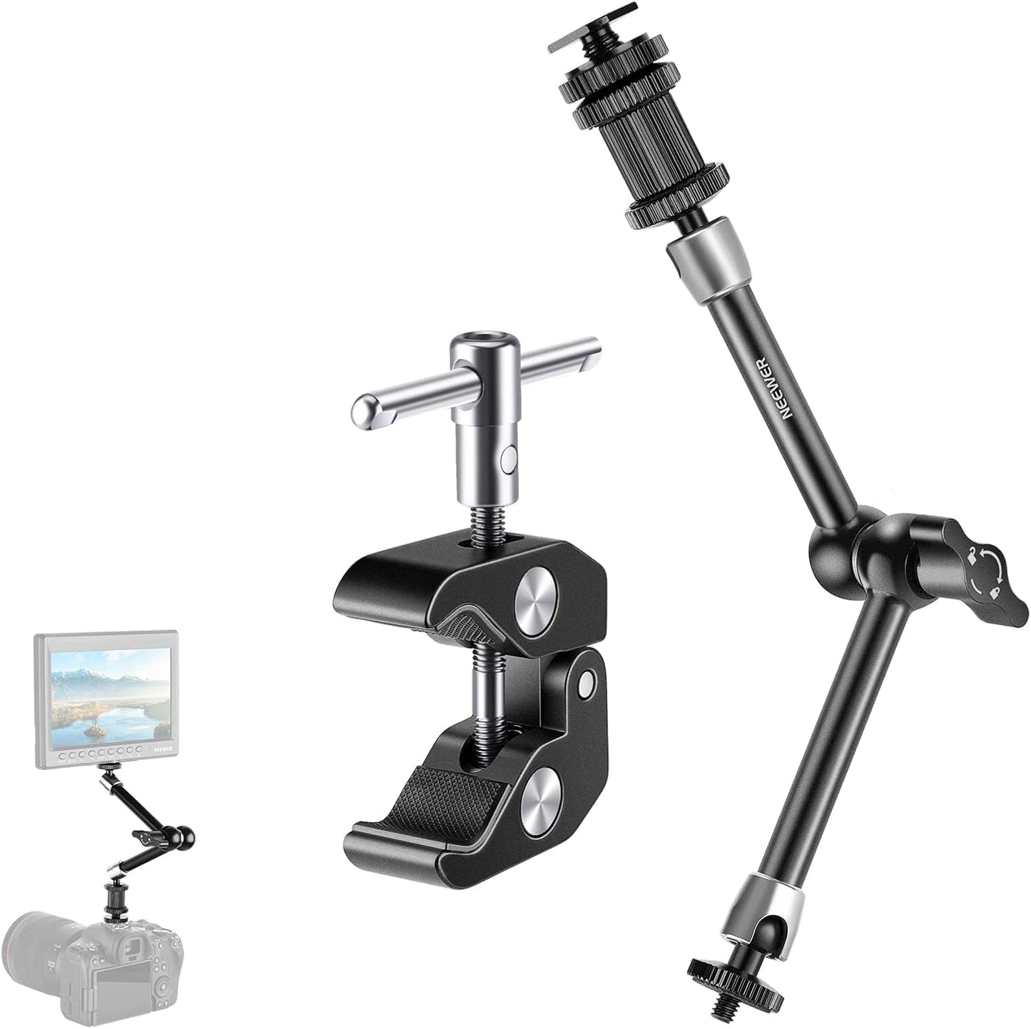 NEEWER 5.9"/15cm Adjustable Friction Magic Arm with 1/4" Screw on Both Ends, Compatible with SmallRig Cage, Flash/LED Light/Microphone/Monitor/SuperClip, Max Load 4.4lb/2kg, ST15