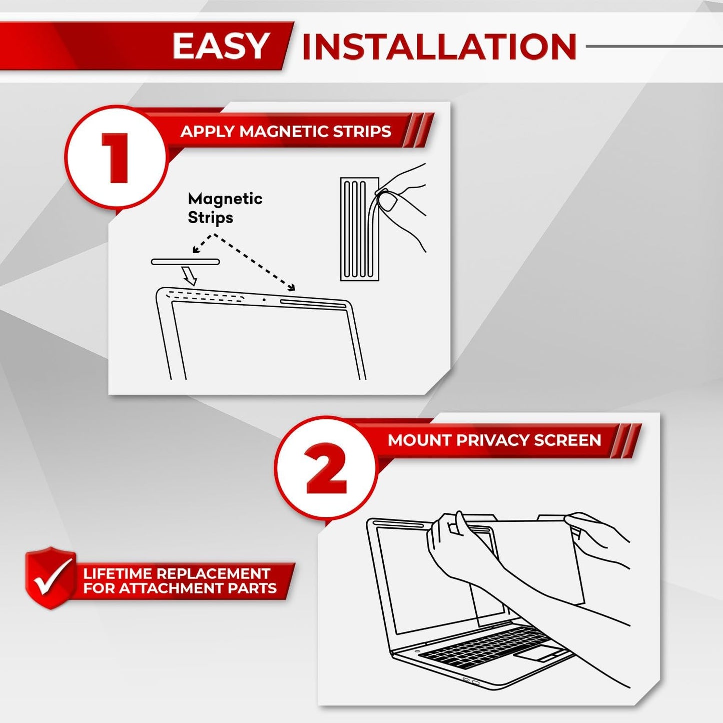 Magnetic Laptop Privacy Screen 15.6 Inch 16:9 - Removable Computer Privacy Filter Shield and Protector