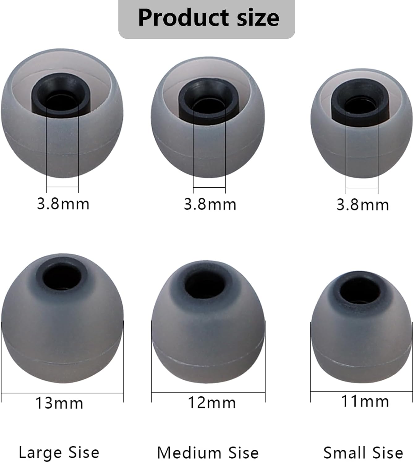 Earbud Replacement Tips Silicone Earbud Covers Fit for in-Ear Headphones (Inner Hole 3.8mm -5.1mm) 9 Pairs S/M/L