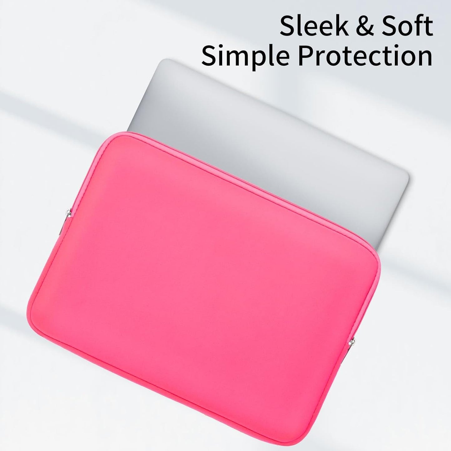 RAINYEAR 16 Inch Laptop Sleeve Protective Soft Case Padded Zipper Cover Specially Compatible with 16" MacBook Pro/Max M1 M2 M3 M4 A2141 A2485 A2780 A2991 A3403 A3186 (Bright Pink, Upgraded Version)