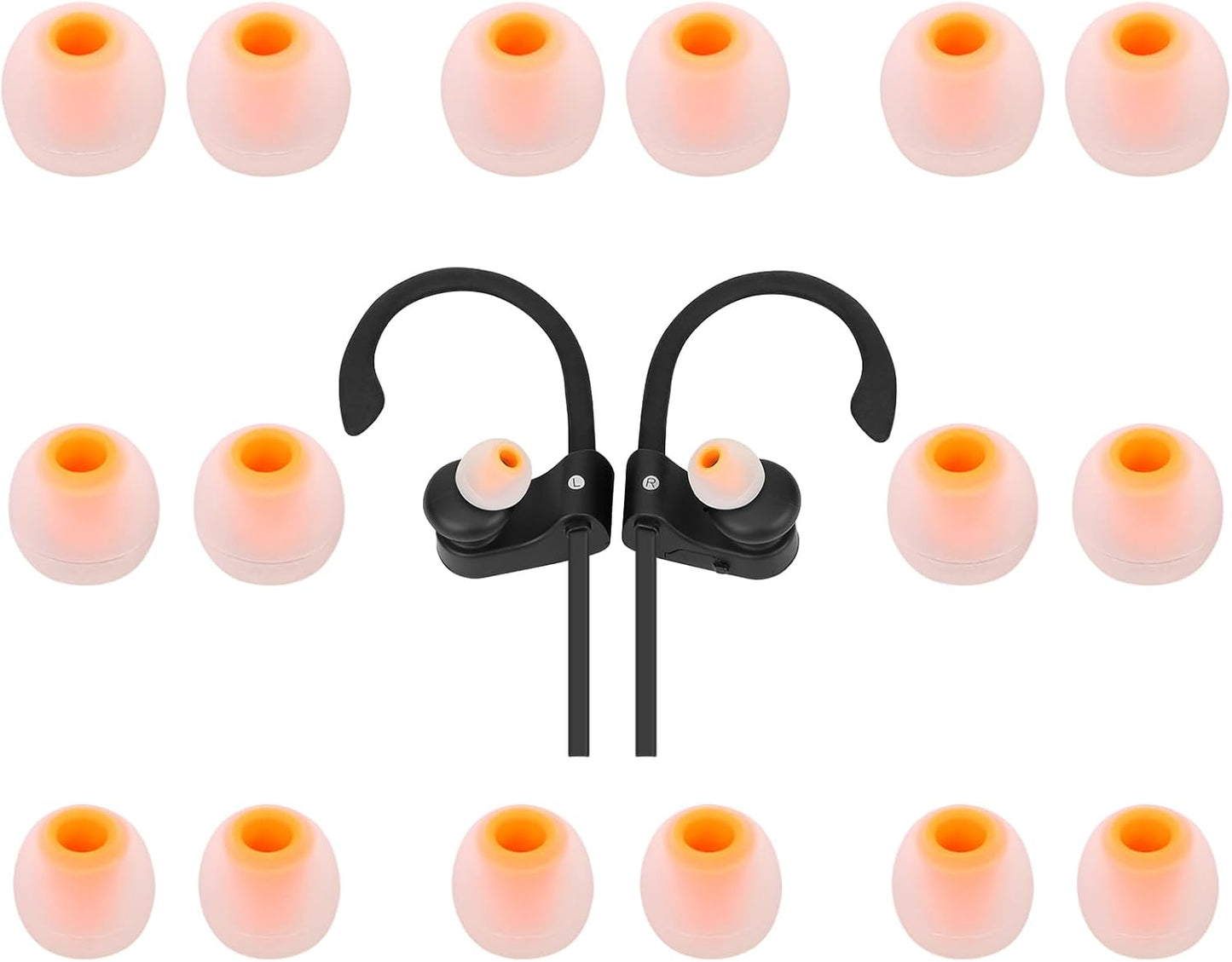 Earbud Tips Ear Bud Tips Soft Anti Slip Washable and Reusable Silicone Replacement Earbud Tips Fit Most in-Ear Earbuds(Inner Hole 3.8mm -5.1mm) 18pcs S M L
