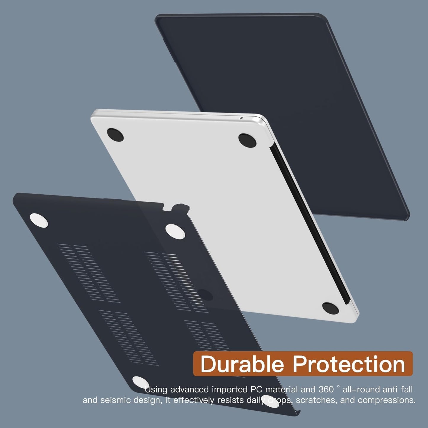 CISSOOK Laptop Hard Shell Case for MacBook Air 13.6 inch M2 A2681, M3 A3113, 2022, 2024, Black, Protective & Scratch Resistant