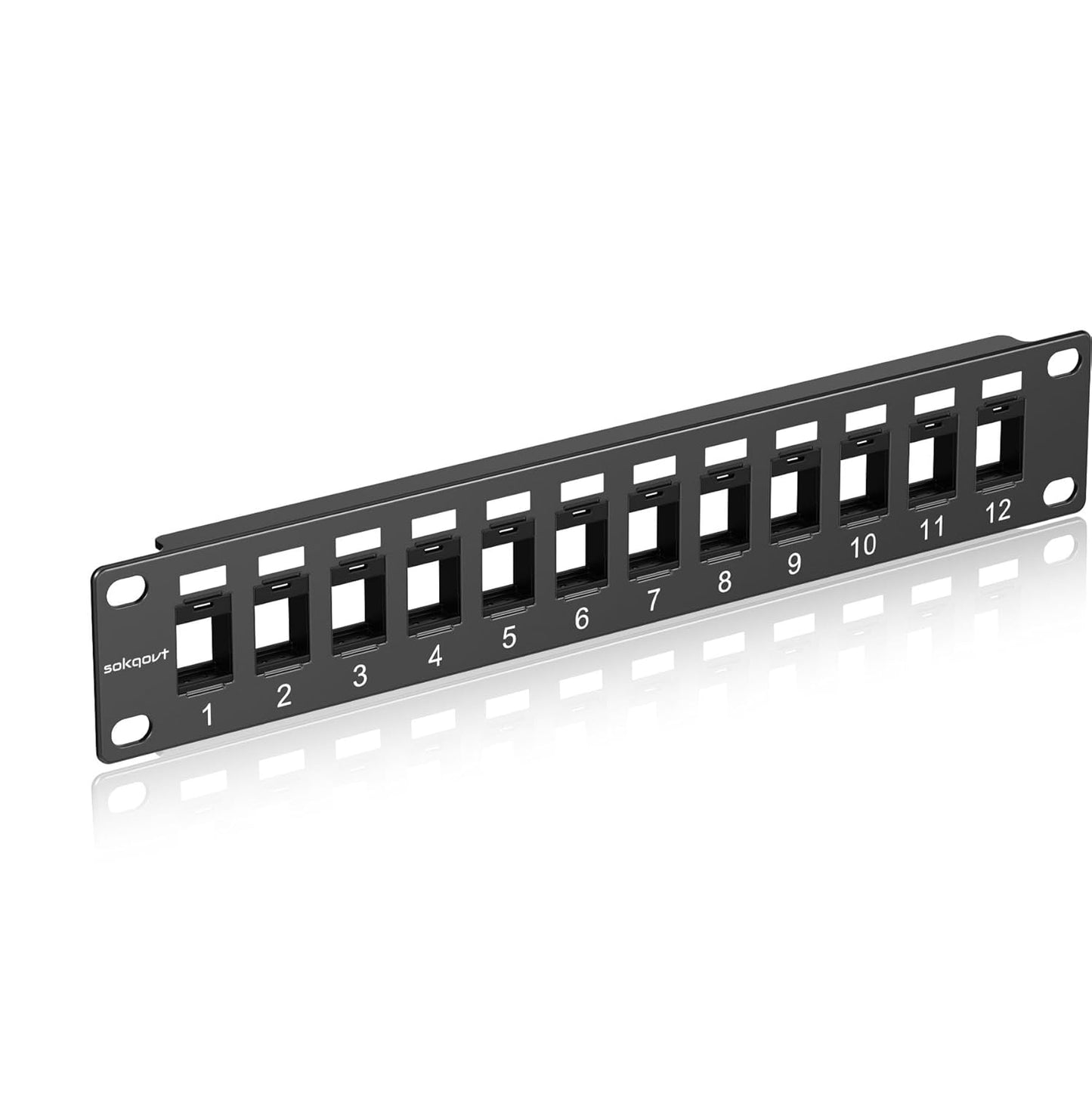 12 Port Mini Blank Keystone Patch Panel with Snap-in Design, Cat6 Network Patch Panel 1U 10 inch, Rack Mount Ethernet Patch Panel (for Slim Keystone Only)