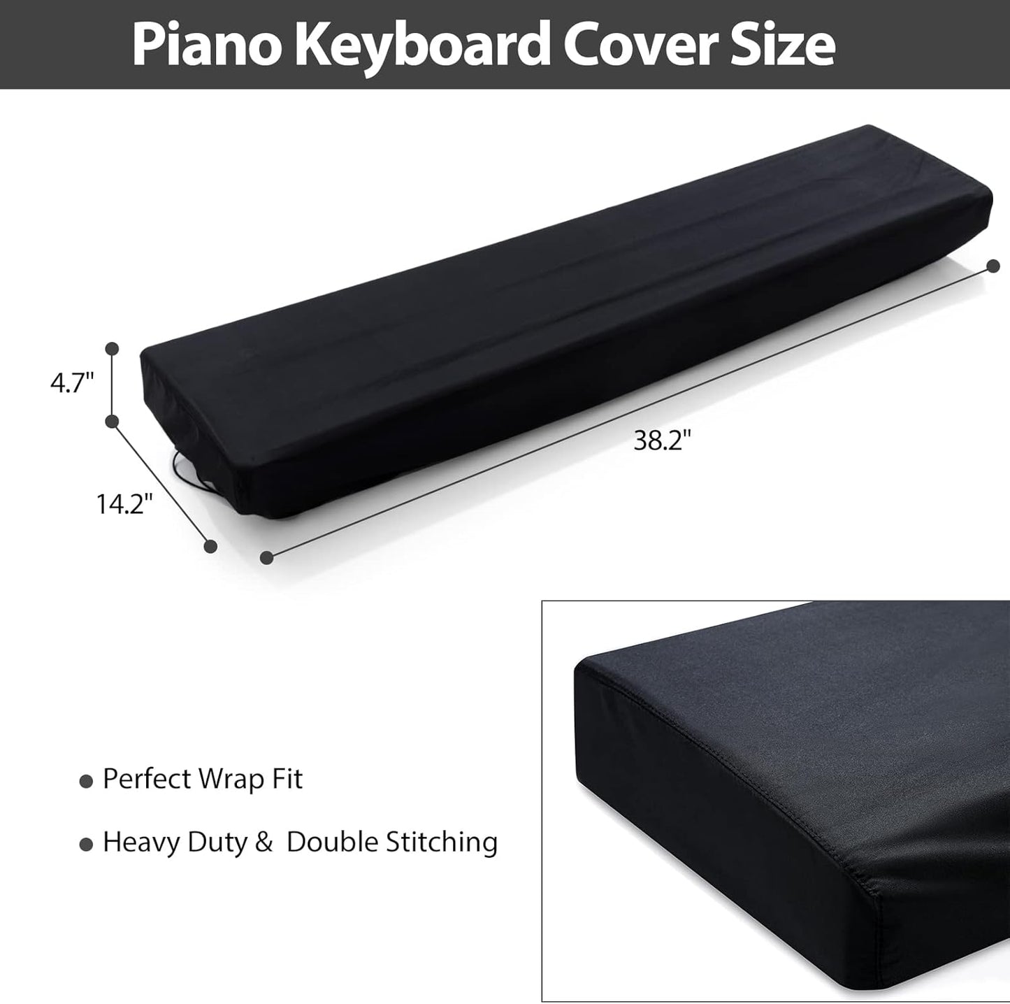 61 Keys Piano Keyboard Dust Cover, Adjustable Electric Piano Keyboard Covers for Digital Electric Pianos, Full Cover Elastic Lock Music keyboard Protector Cover - Black