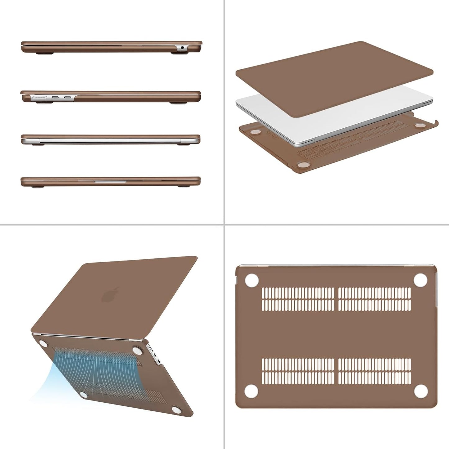 MOSISO Compatible with MacBook Air 13 inch Case 2025 2024 2023 2022 M4 A3240 M3 A3113 M2 A2681, Plastic Hard Shell&Keyboard Cover&Screen Film&Type C for MacBook Air 13.6 inch Case, Caramel Brown