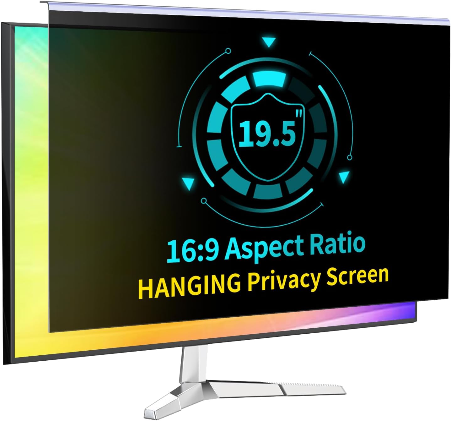 19.5 Inch Computer Privacy Screen for 16:9 Computer Monitor, Anti-Blue Light Monitor Privacy Screen Filter, Anti-UV Computer Screen Privacy Shield