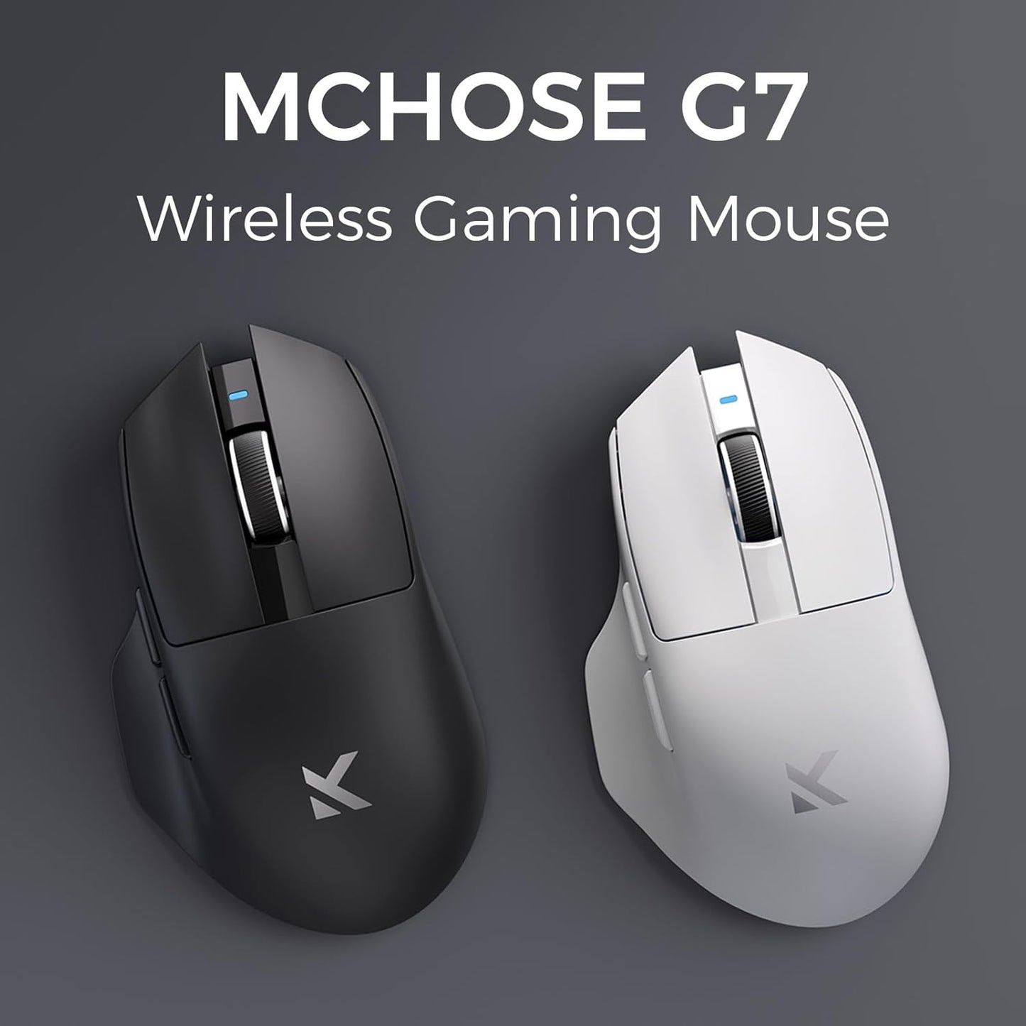 G7 Lightweight Ergonomic Wireless Mouse, PAW3311 12K DPI Sensor, Tri-Mode Connection, Wireless/Wired 1K Polling, 55g Weight, 800mAh Bettery (White)
