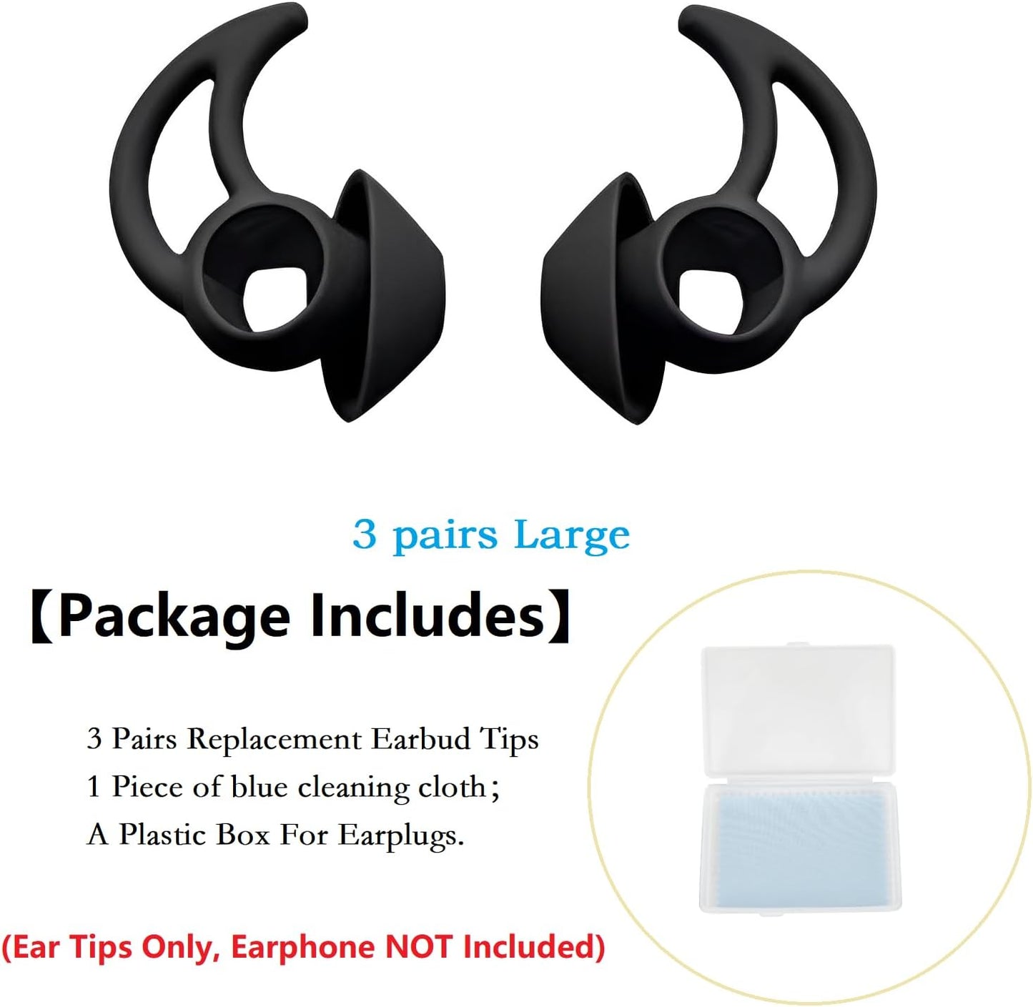 Earbud Tips 3 Pairs Large Compatible with Bose QuietComfort Earbuds and Sport Earbuds