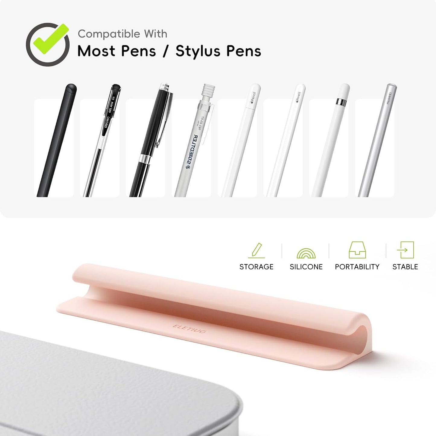 ELETIUO Silicone Pencil Holder Sleeve,Compatible with Apple Pencil (USB-C),Apple Pencil 1st/ 2nd Generation,Strong Adhesive Sticky Attached to iPad Case for Stylus Pens,Pink