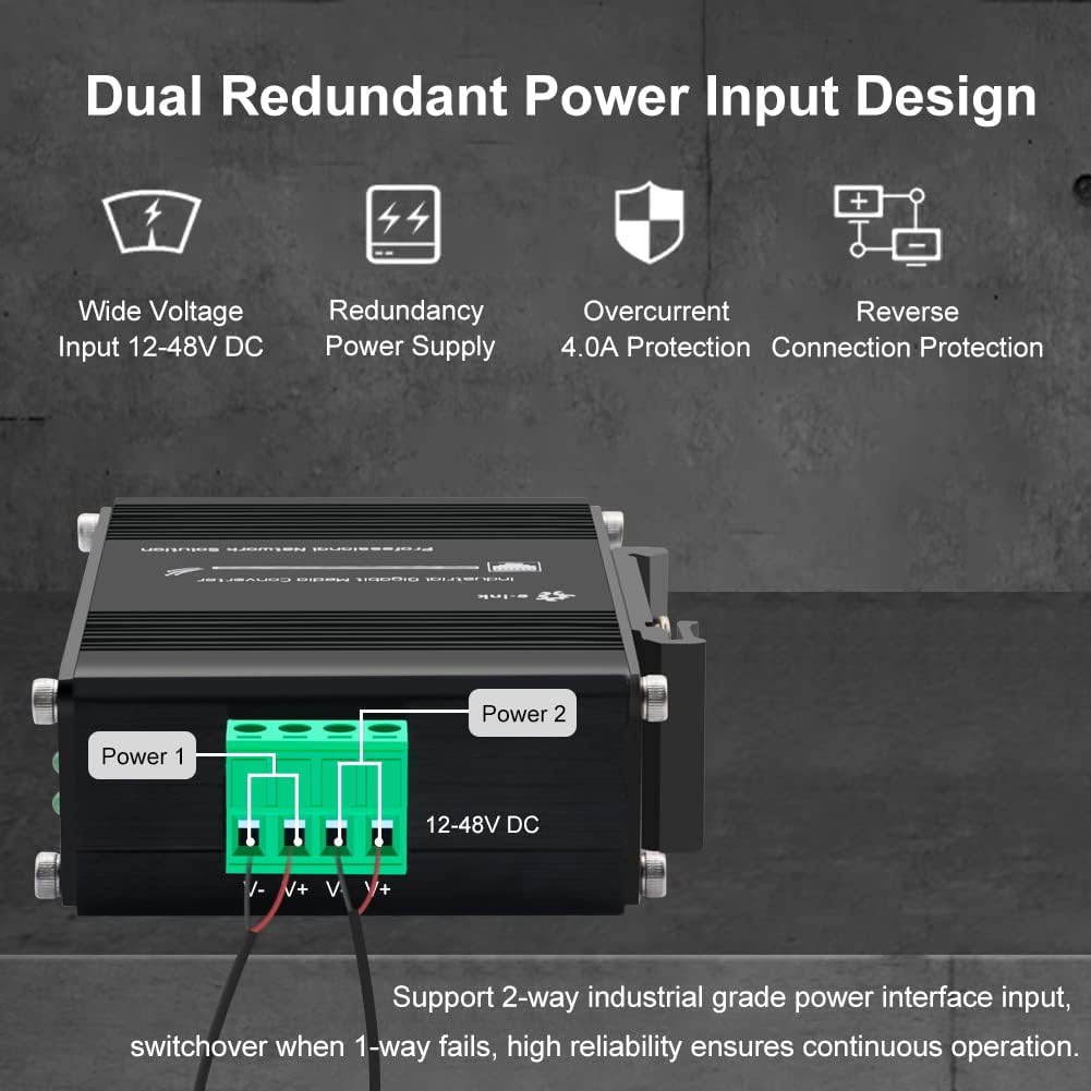 3 Port Hardened Industrial Gigabit Din Rail Switch,10/100/1000Mbps Ethernet Switch Din Rail 24V,8Gbps Switching Capacity,IP40 Rated Unmanaged Network Switch(-40~80°C)