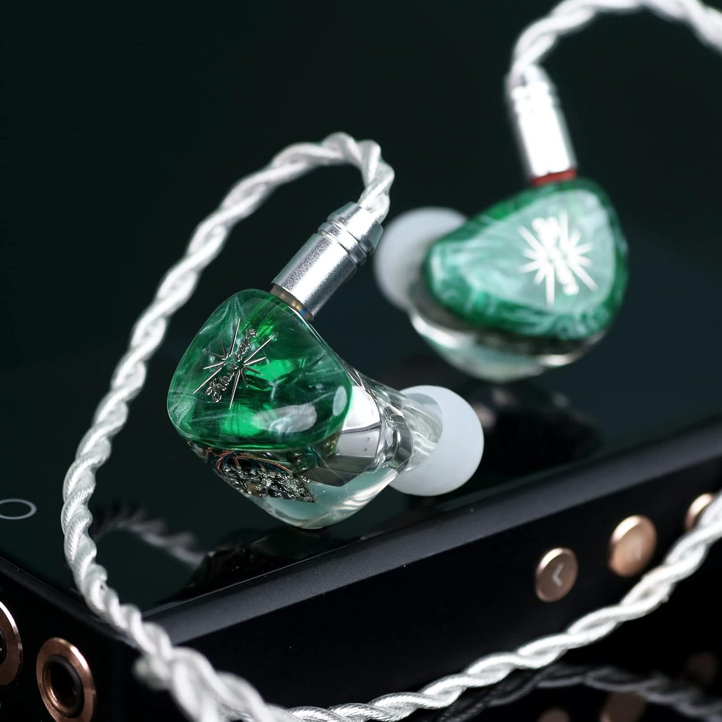 Kiwi Ears Orchestra Lite in Ear Monitor, Custom 8BA HiFi Earphone, Studio Monitor Headphone, Wired Earbuds with Detachable OFC Cable, Handcrafts Faceplate for Audiophile Musician (Green)