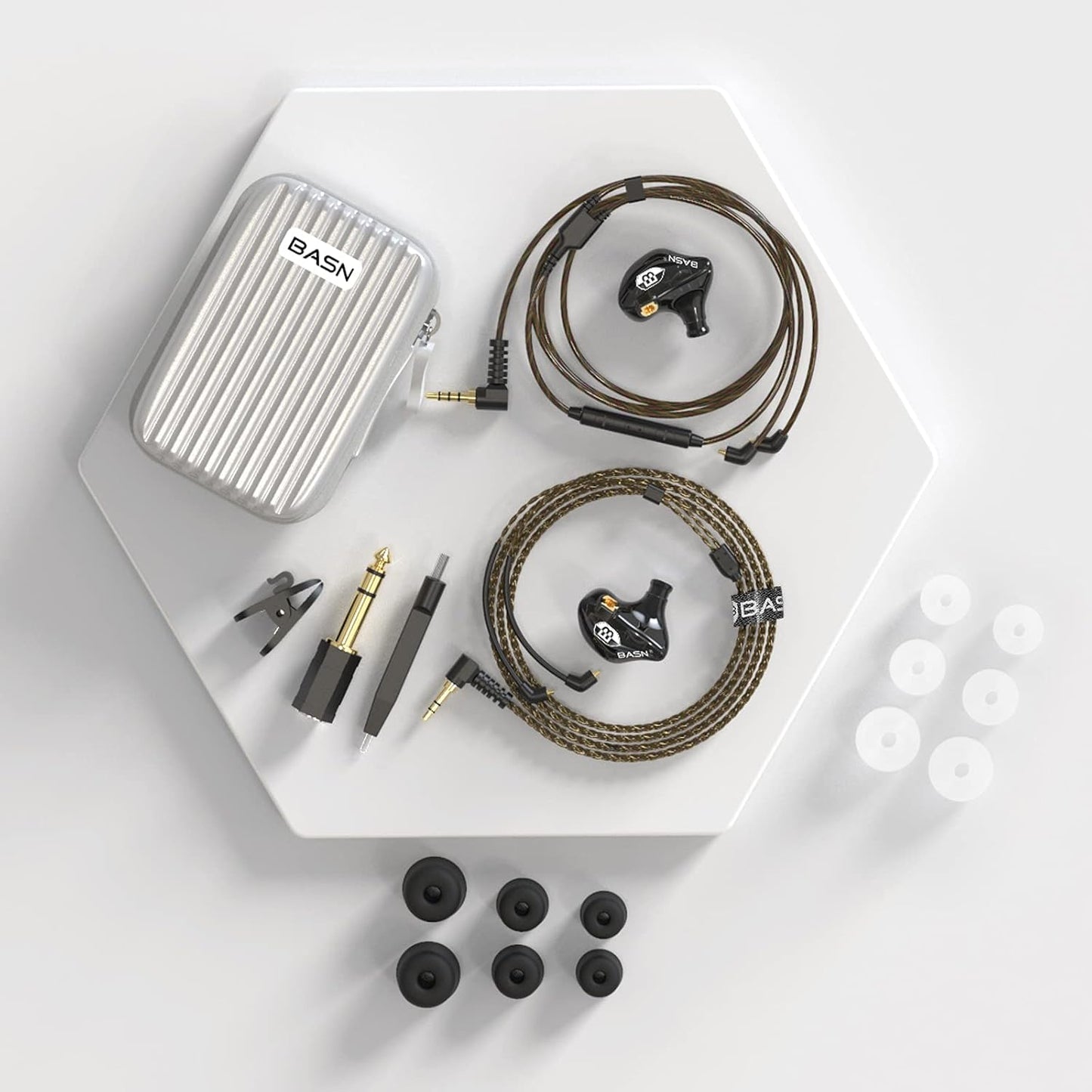 BASN Bsinger PRO in Ear Monitor Headphones for Musicians, Dynamic Driver Noise Isolating Earphones with 2 Detachable MMCX Cables (Black)