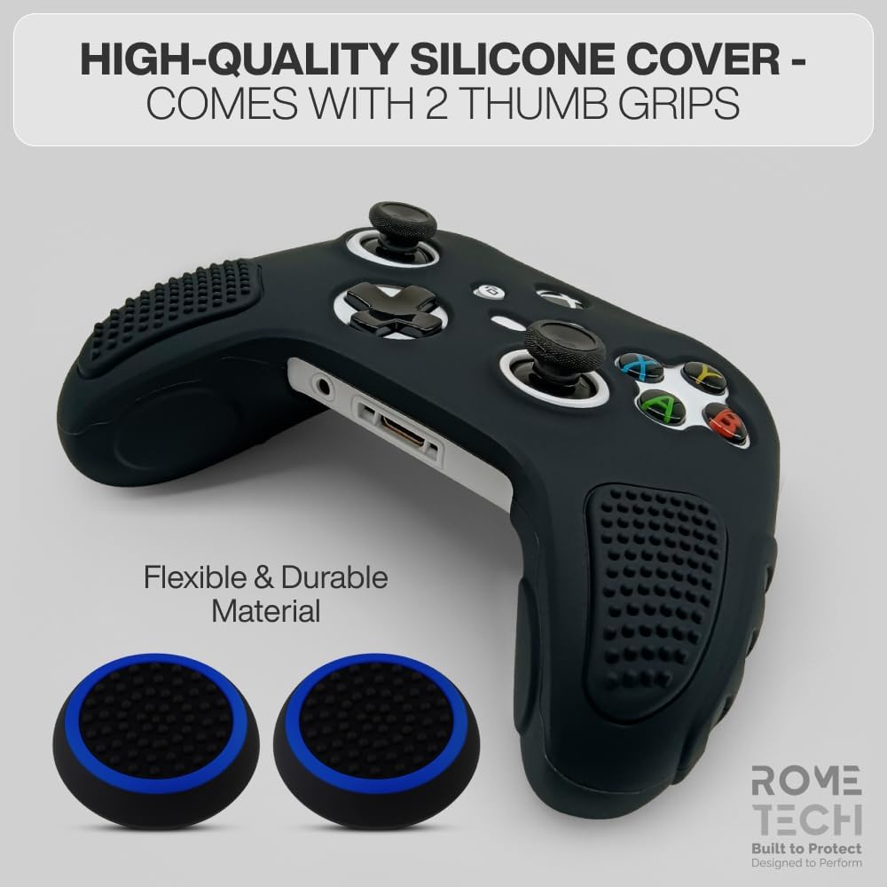 for Xbox Controller Series X/S (2024/2023) Silicone Protective Cover, Soft Skin Xbox Controller Accessories, Anti-Slip Cover with 2 Joystick Caps - Black