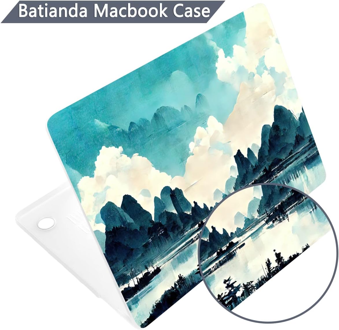 Batianda Premium Case for New MacBook Air 15 inch 2025 M4 2024 2023 with M3 M2 Chip Model A3241/A3114, Designed Protective Plastic Hardshell & Keyboard Cover & Screen Protector, Landscape Painting