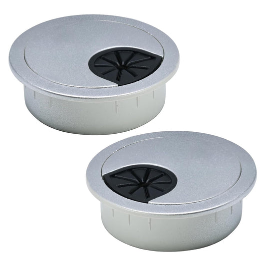 2 Pcs Desk Grommet 2" / 50 mm, Desk Cord Hole Cover, Cable Grommet ABS Plastic, Desk Hole Grommet for Home & Office Pc, Detachable Cable Cord Organizer-Silver Sand