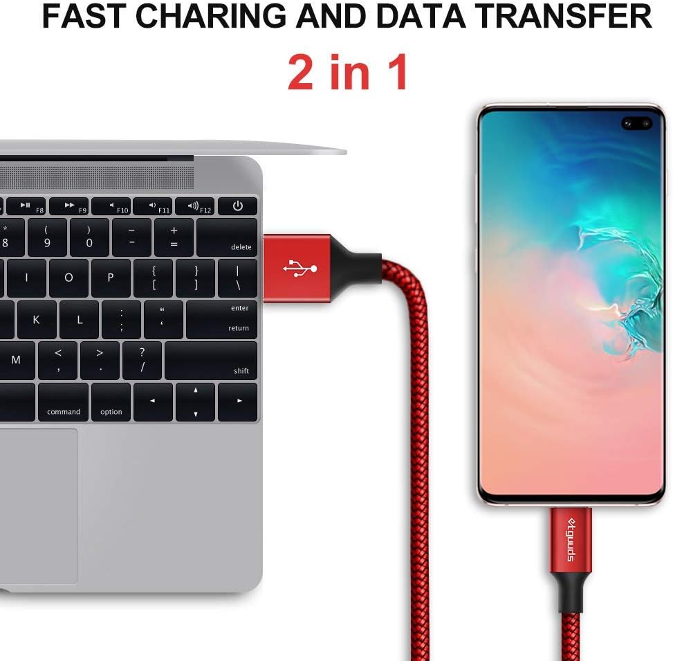 etguuds 4ft USB A to USB C Cable 3A Fast Charging, 2-Pack USB A to USB Type C Charger Cord for iPhone 16 15 Pro/Pro Max/Plus, for Samsung Galaxy S24 S23 S22 S21 S20 S10 A55 A54 Flip Note, Moto, Red