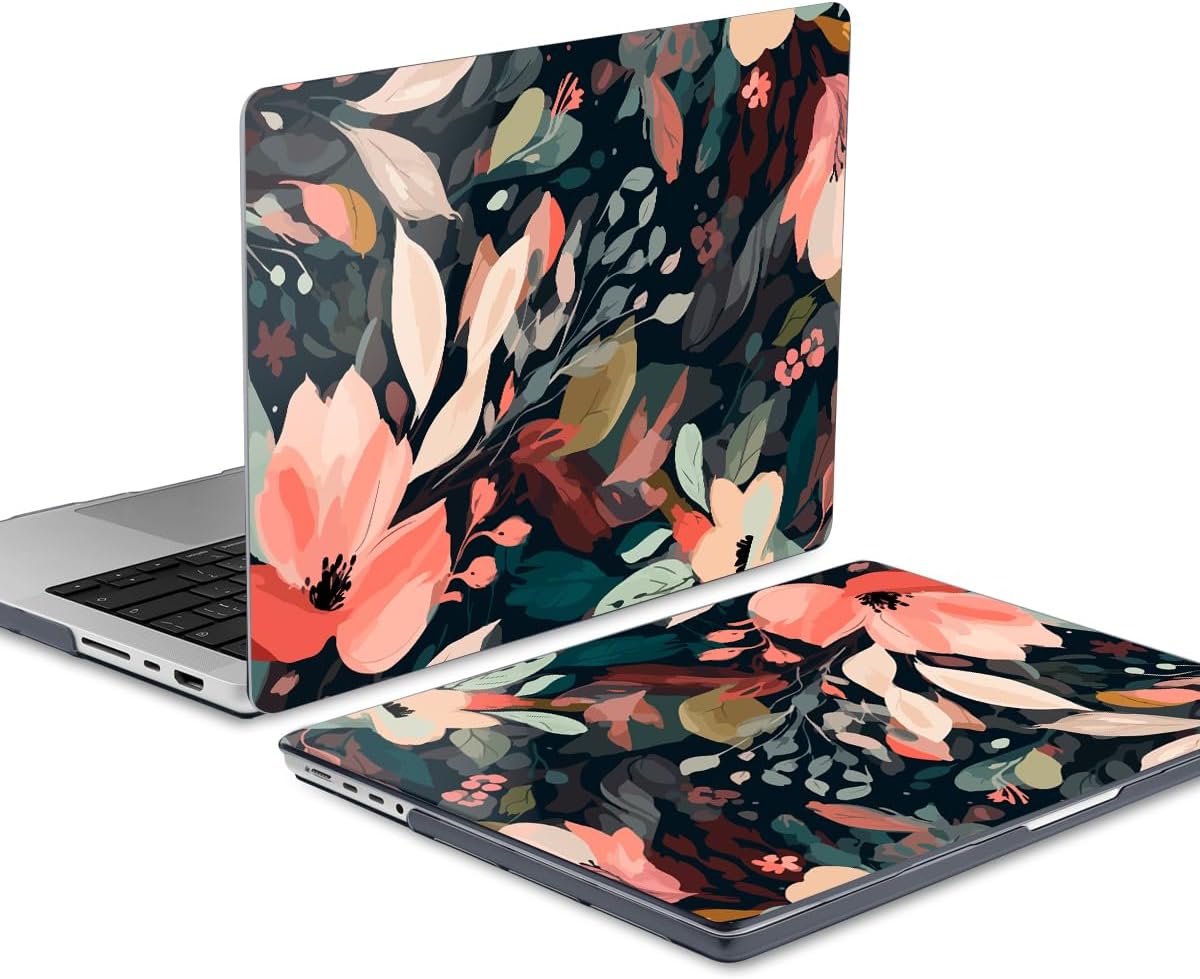 DONGKE for M4 MacBook Pro 16 Inch Case 2024 2023 2021 A3403 A3186 M3 A2991 M2 A2780 M1 A2485 Pro/Max Chip, Plastic Hard Shell Case & Keyboard Cover for Mac Pro 16 with Touch ID, Painted Florals