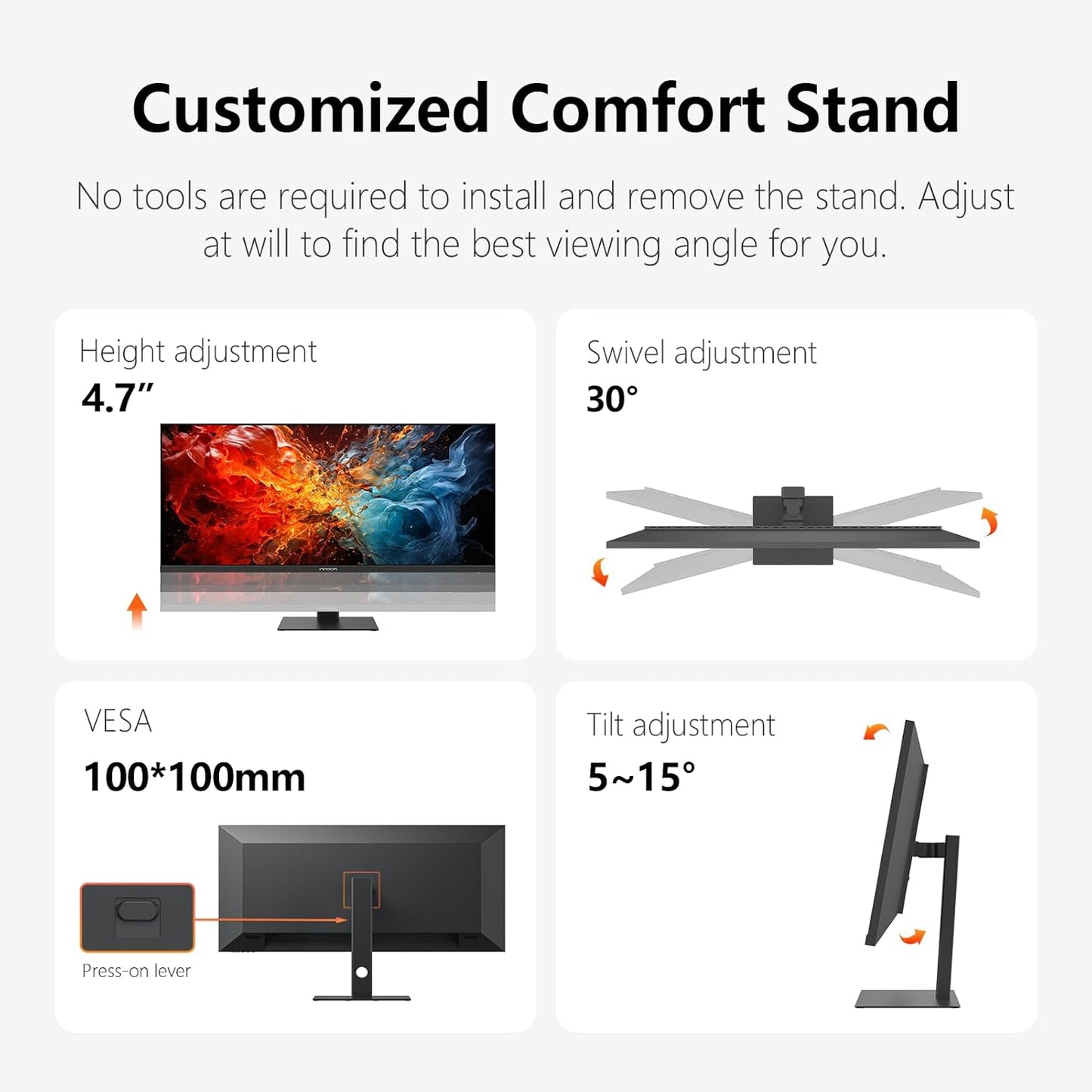 INNOCN 40 Inch 5K 5120 x 2160p Ultrawide Monitor for Laptop, 21:9, 100Hz, IPS, HDMI, DP, FreeSync, HDR400, USB-C, DeltaE＜2, Built-in Speakers, Height Adjustable, Black - 40C1U