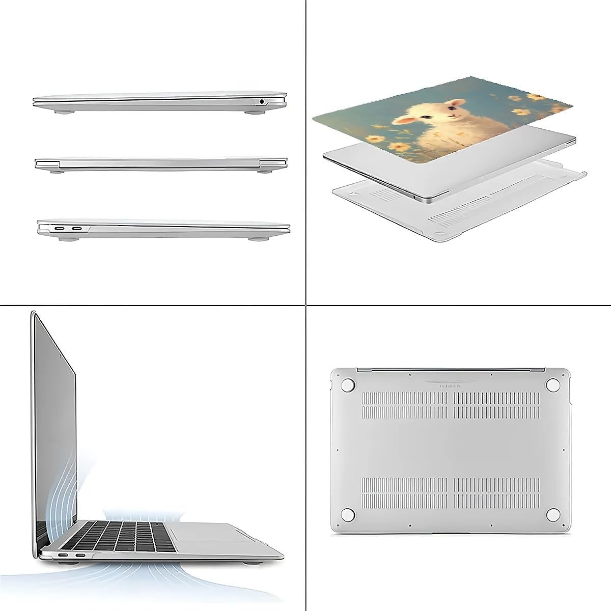 Compatible with MacBook Air 13.3 13.6 Inch Case 2022 2021 2020 2019 Plastic Hard Shell Case Cover,13.3 Air (A1932/A2179/A2337), Cute Little Lamb