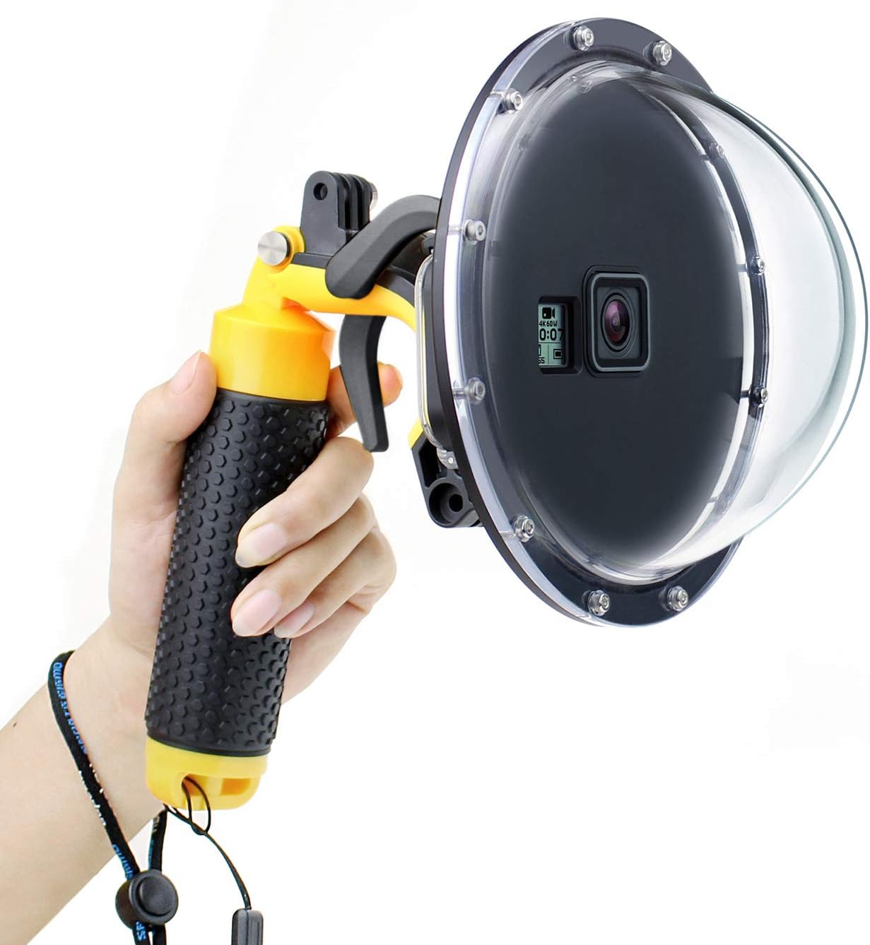 Dome Port for GoPro Hero 2018/7/6/5 Black - Go Pro Dome Port Lens with Waterproof Housing Case Trigger Floating Hand Grip for Hero7 Silver/White Underwater Photography