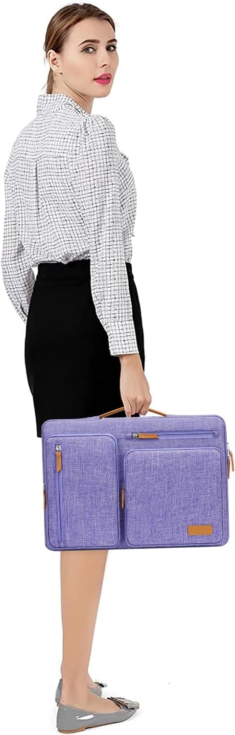 MOSISO 360 Protective Laptop Case 16 inch, 15-15.6 inch Laptop Sleeve Compatible with MacBook Pro 16, HP, Acer, Dell, Lenovo, ASUS, Side Open Carrying Case with 4 Zipper Pockets&Handle, Purple