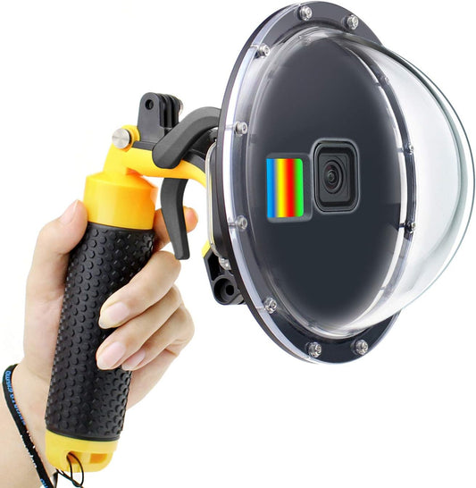 Dome Port for GoPro Hero 9 10 11 12 13 Black- Underwater Waterproof Dome Port Housing Case + Floating Hand Grip + Trigger Accessories for GoPro Action Cameras