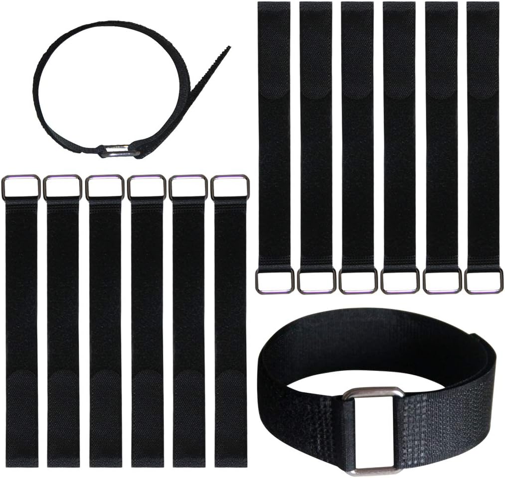 12 inch Reusable Fastening Cable Straps - Hook and Loop Fixing Straps - 12 Pack