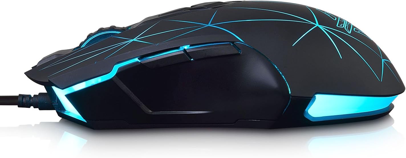 FIRSTBLOOD ONLY GAME. AJ52 Watcher RGB Gaming Mouse, Programmable 7 Buttons, Ergonomic LED Backlit USB Gamer Mice Computer Laptop PC, for Windows Mac OS Linux, Star Black