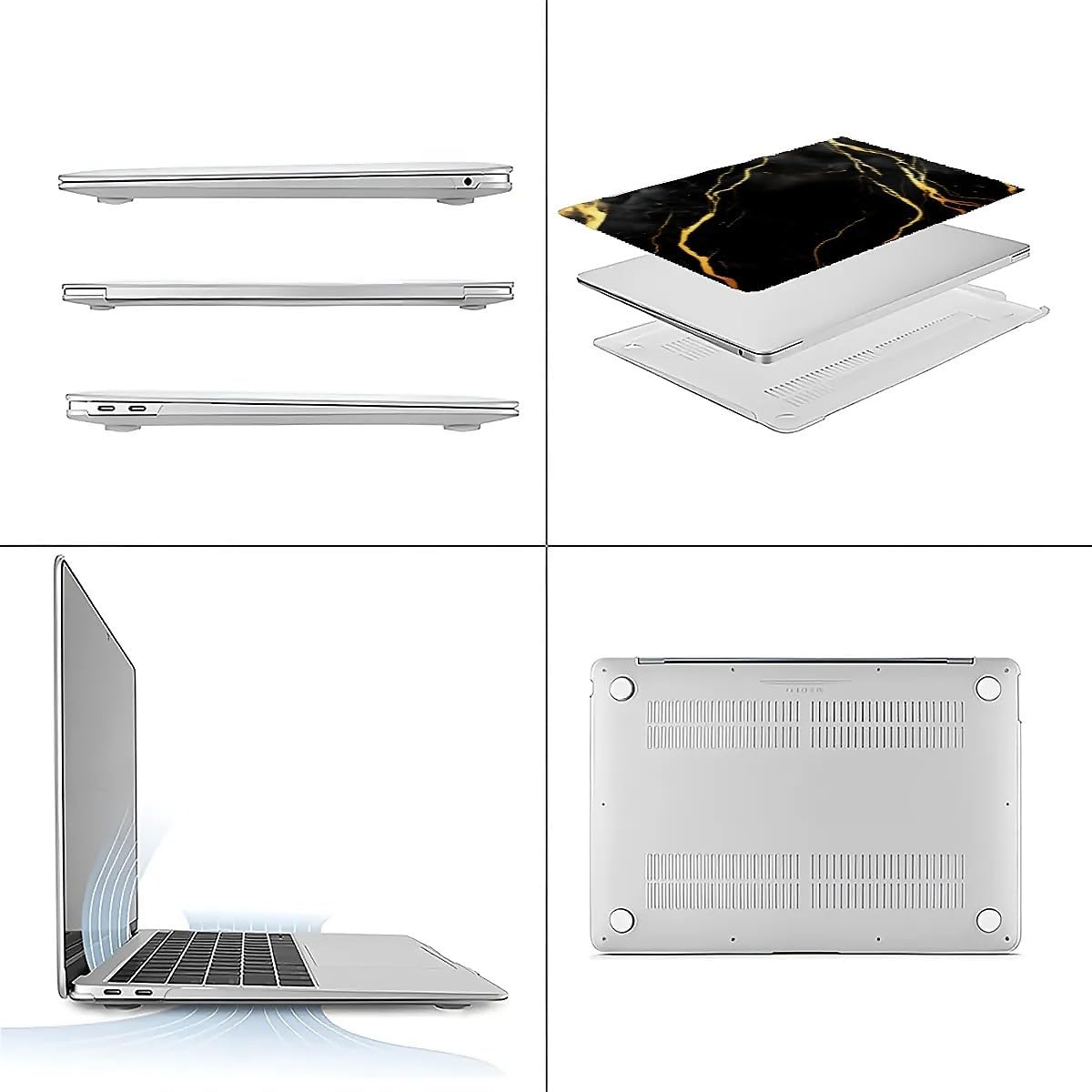 Compatible with MacBook Air 13.3 13.6 Inch Case 2022 2021 2020 2019 Plastic Hard Shell Case Cover,13.3 Air (A1932/A2179/A2337), Black Marble