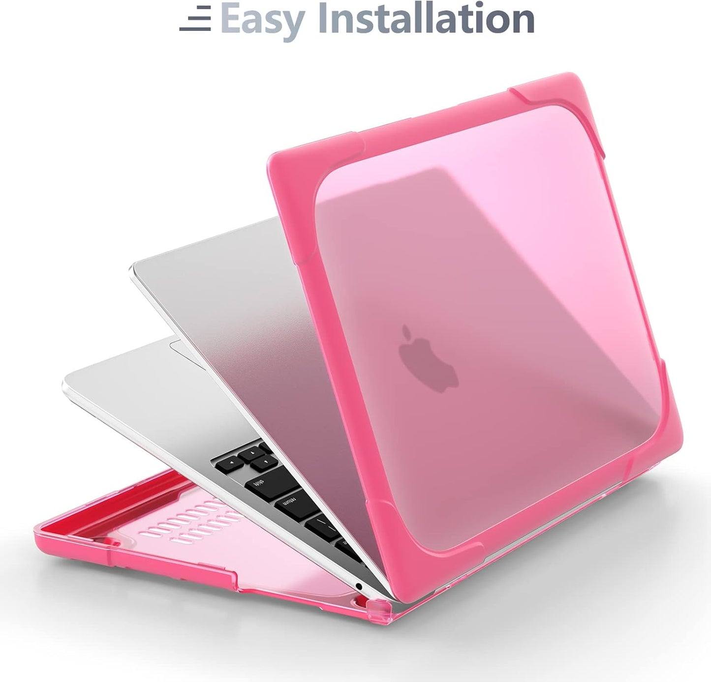 Batianda for New MacBook Air 13.6 inch Case 2025 M4 2024 2022 Release Model A3240 A2681(M2) A3113(M3), Heavy Duty Shockproof Protective Hard Shell with Fold Kickstand & Keyboard Cover, Pink