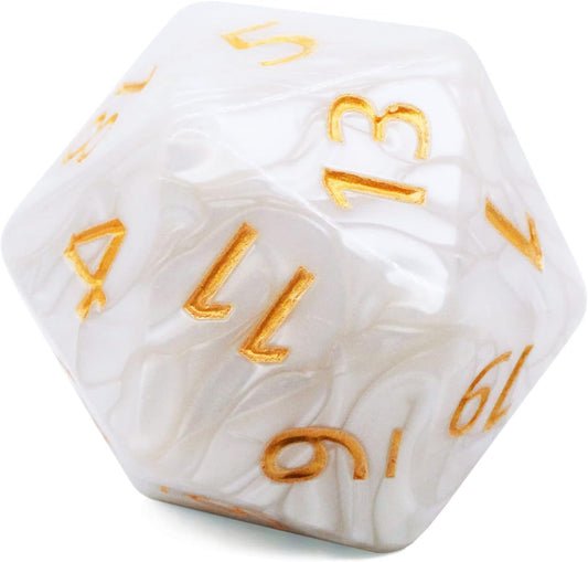 20 Sided DND Dice,D20 Giant Polyhedral Dice,55mm Titan Large Pearl Color D20 Dice,20 Sided Cube D&D Dice Set for Dungeons and Dragons, RPG, MTG Table Games(White Pearl)