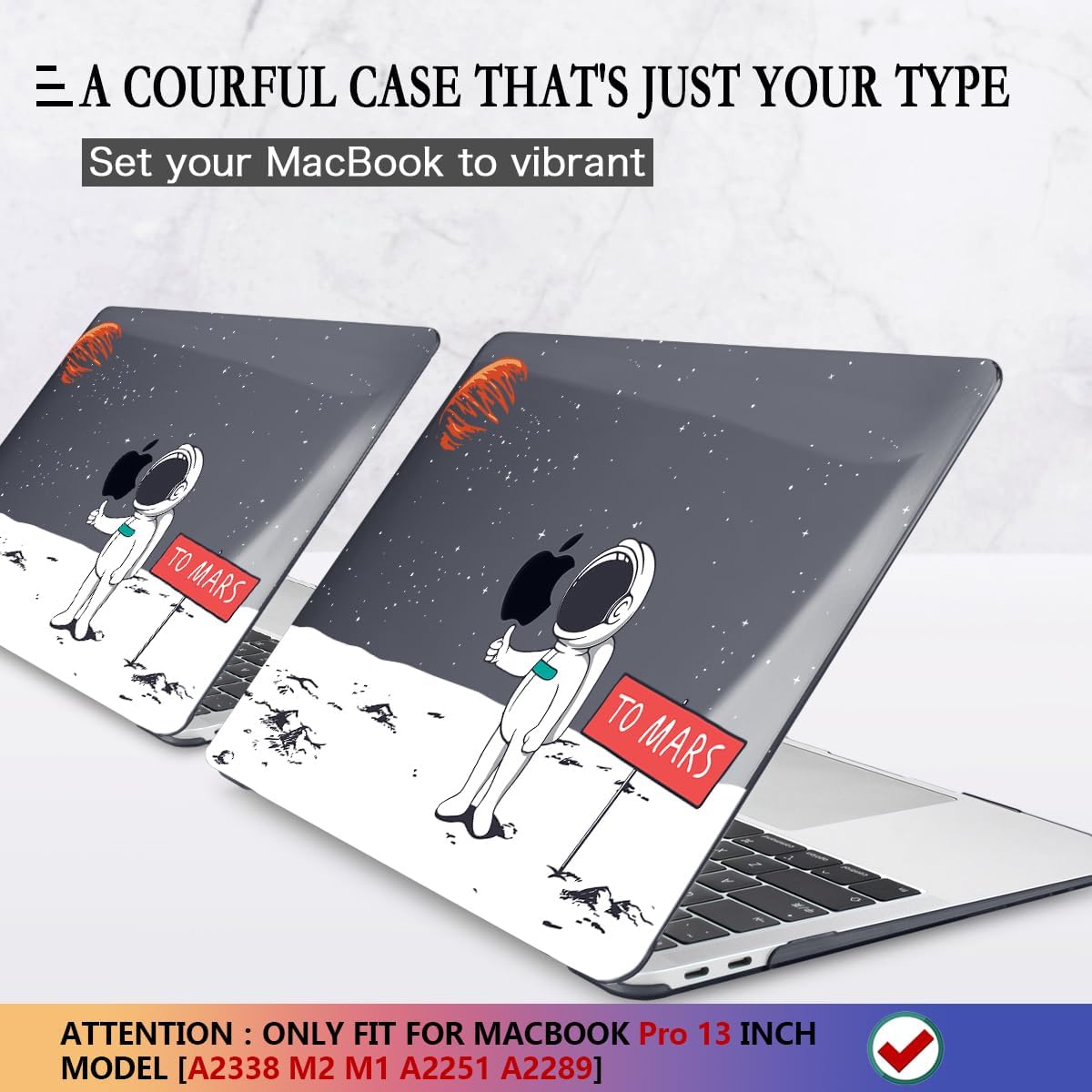 CISSOOK Compatible with MacBook Pro 13 inch Case 2025-2020 Release M2 Chip A2338 M1 A2251 A2289, Astronaut Hard Shell Case for MacBook Pro 13 Inch with Touch Bar, Space Themed Mars
