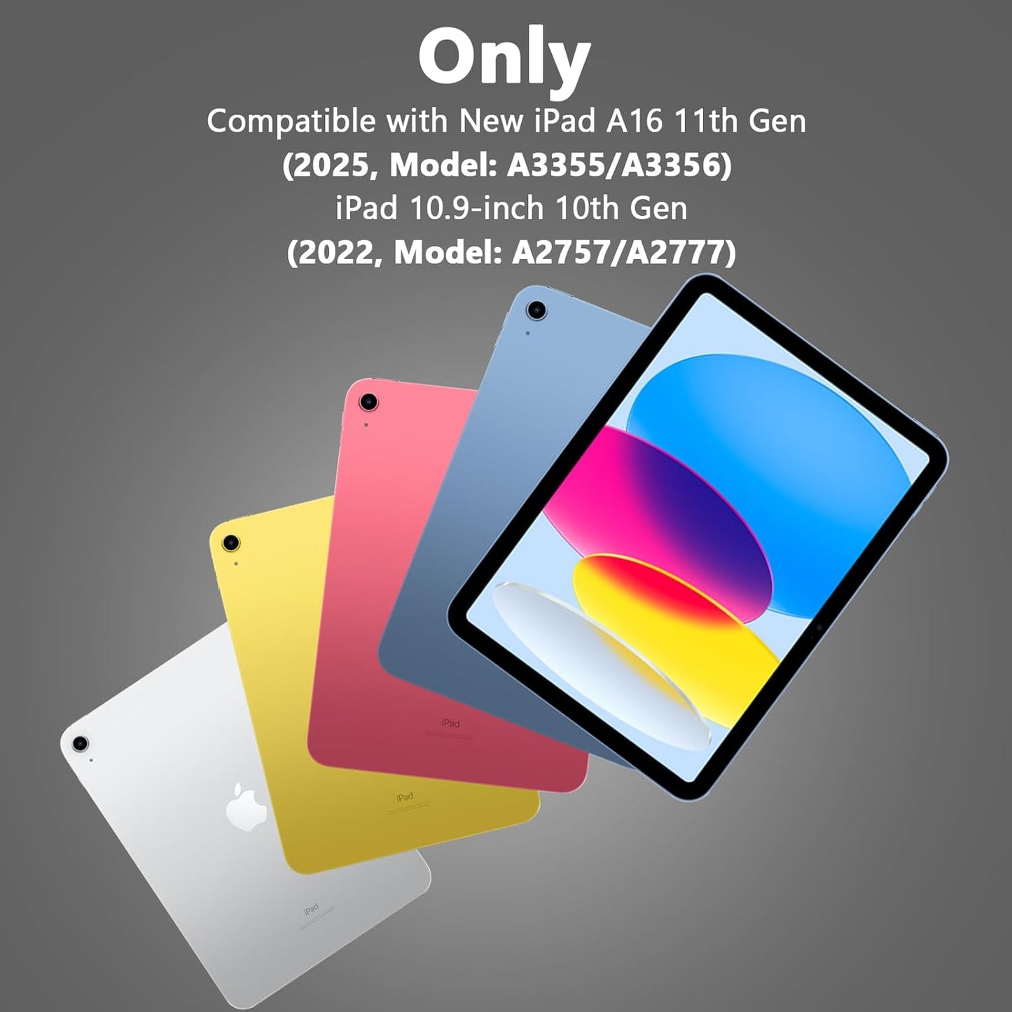 HOTLIFE for iPad A16 11th Generation/10th Generation Case with Keyboard,Touch Keyboard for iPad 11" /10th Gen 10.9 inch 2022-10 Color Backlight, 360° Rotatable Protective Cover (Black)